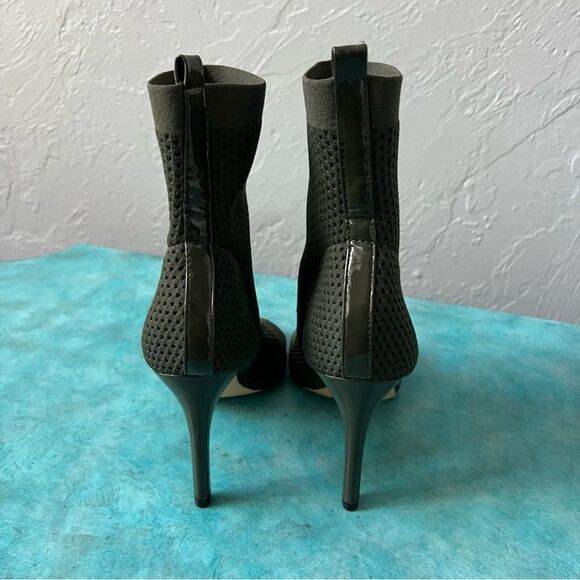 Catherine Malandrino Olive Green Peep Toe Bootie Heels - Picture 8 of 9